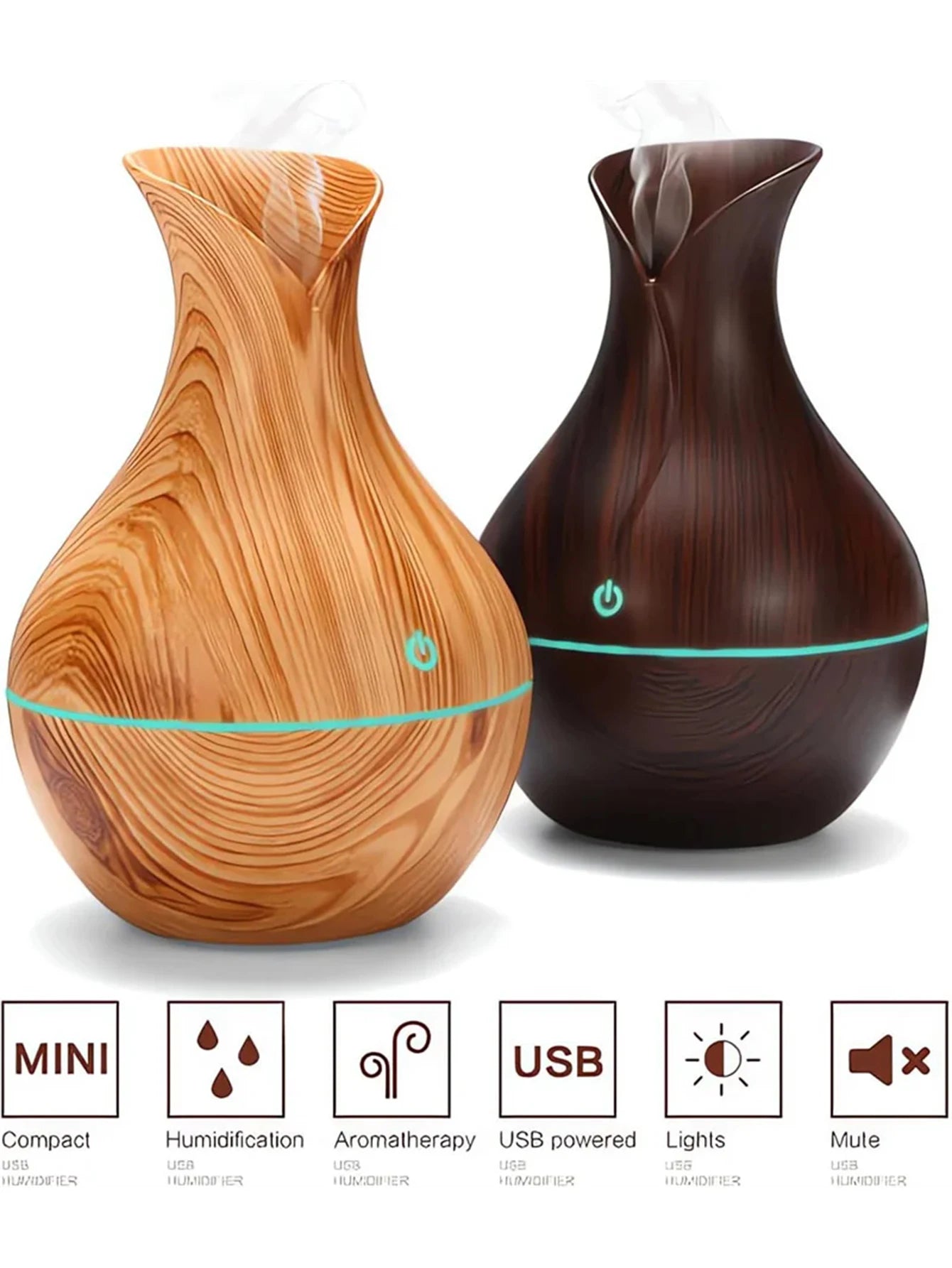 Mini diffuseur d'huiles essentielles en matière grain de bois