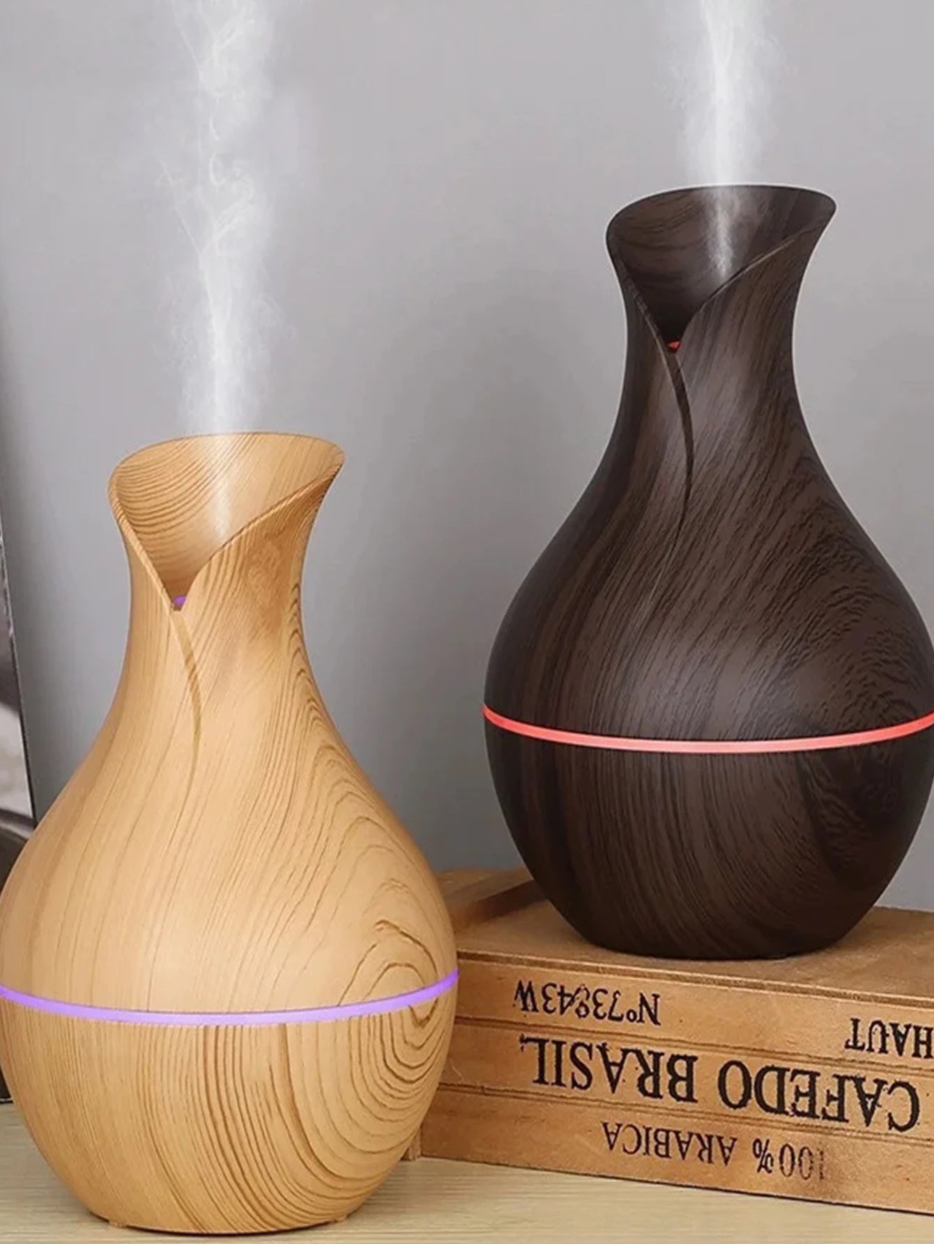 Mini diffuseur d'huiles essentielles en matière grain de bois